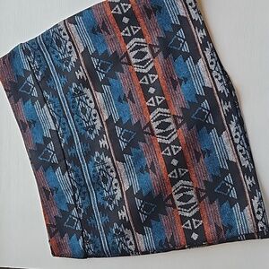 Dalia Collection Blue and Orange Patterned Mini Skirt